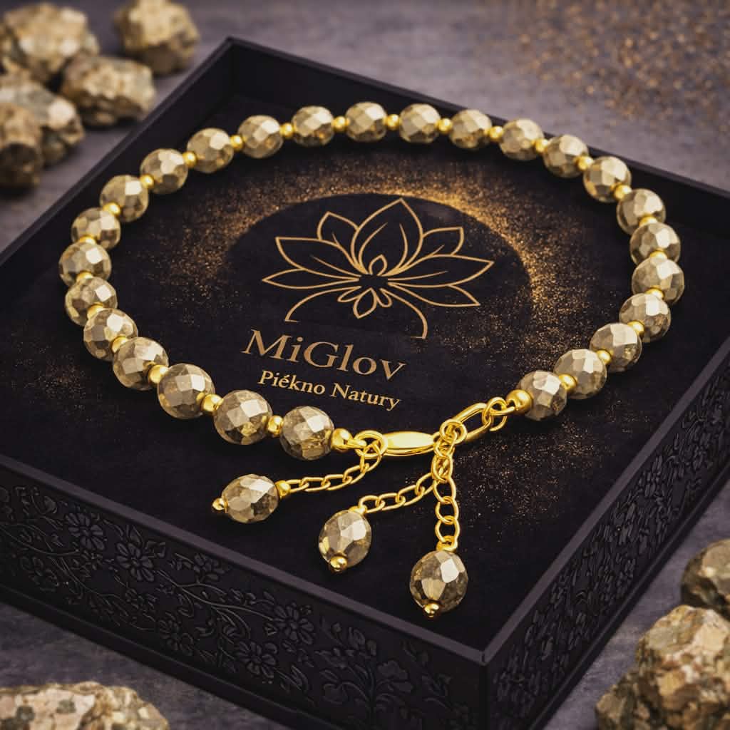 Bransoletka MiGlov z Piryt Złoty — kamień naturalny